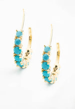 Load image into Gallery viewer, Turquoise &amp; Gold Hoops in Aquamarine Zircon
