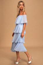 Load image into Gallery viewer, Lulu's Blue &amp; White Tiered Gingham Dress- S
