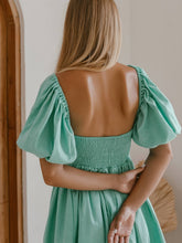 Load image into Gallery viewer, Strawberry Fields Puff Sleeve Linen Mini Dress - Mint
