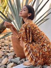 Load image into Gallery viewer, Flutter Sleeve Wrap Dress - Fall Floral
