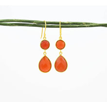 Load image into Gallery viewer, Double Faceted Carnelian Earrings

