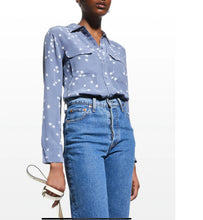 Load image into Gallery viewer, Equipment Blue Silk Stars Blouse - XS
