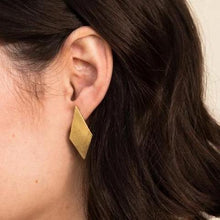 Load image into Gallery viewer, Brass Diamond Shape Post Earrings
