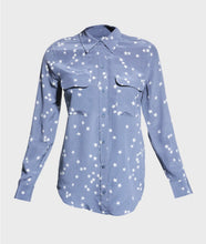 Load image into Gallery viewer, Equipment Blue Silk Stars Blouse - XS
