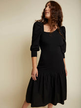Load image into Gallery viewer, Catalina Asymmetric Neck Midi Dress - Black
