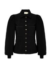 Load image into Gallery viewer, Black Desta Femme Gold Snap Front Top
