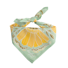 Load image into Gallery viewer, Cotton Bandana - Aqua and Yellow Floral

