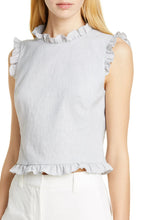 Load image into Gallery viewer, TAILORED BY REBECCA TAYLOR Ruffle Detail Sleeveless Linen Blend Blouse - 10
