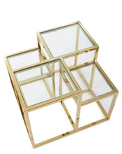 Load image into Gallery viewer, Regina Andrew Multi-Level Brass and Glass Side Table
