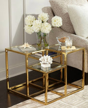 Load image into Gallery viewer, Regina Andrew Multi-Level Brass and Glass Side Table
