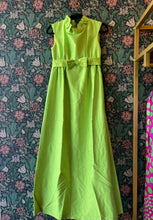 Load image into Gallery viewer, Vintage 1960s Emma Domb Lime Ruffle Bow Maxi Dress

