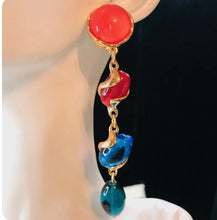 Load image into Gallery viewer, Catwalk Jon Gold Modul Regal Multi Glass Drop Earrings
