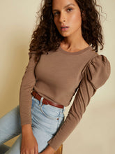 Load image into Gallery viewer, Krista Puff Sleeve Party Tee - Sahara
