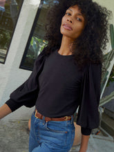 Load image into Gallery viewer, Loren Smocked Peasant Tee - Black
