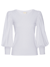 Load image into Gallery viewer, Loren Smocked Peasant Tee - White
