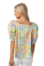 Load image into Gallery viewer, Square Neck Puff Sleeve Pastel Floral Top
