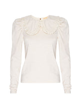 Load image into Gallery viewer, Ivory Long Sleeve Oversized Peter Pan Collar Tee
