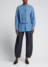 Load image into Gallery viewer, Tibi Stone Wash Tuxedo Shirt- XXS
