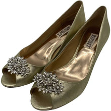 Load image into Gallery viewer, Badgley Mischka Gold Rhinestone Peep Toe - 6.5
