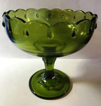 Load image into Gallery viewer, Indiana Glass Olive Green Scallop Teardrop Compote
