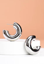 Load image into Gallery viewer, Chunky Hoop Earrings in Silver
