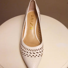 Load image into Gallery viewer, Unisa White Laser Cut Block Heel - 8.5
