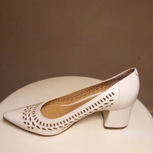 Load image into Gallery viewer, Unisa White Laser Cut Block Heel - 8.5

