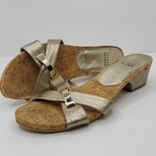 Load image into Gallery viewer, Stuart Weitzman Gold Cork Slides - Size 6.5
