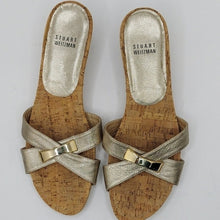 Load image into Gallery viewer, Stuart Weitzman Gold Cork Slides - Size 6.5
