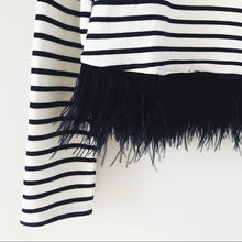Load image into Gallery viewer, Striped Feather Hem Sweatshirt - Small
