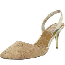 Load image into Gallery viewer, Sam Edelman Cork &amp; Gold Sling Back Heels - 8
