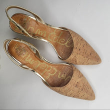 Load image into Gallery viewer, Sam Edelman Cork &amp; Gold Sling Back Heels - 8
