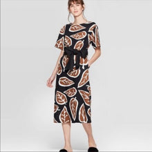 Load image into Gallery viewer, Who What Wear Black Linen Leaf Dress- XXL
