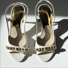 Load image into Gallery viewer, Michael Kors White Gold Studded Peep Toe - 9

