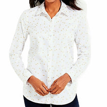 Load image into Gallery viewer, Talbots White + Gold Stars Button Up- M
