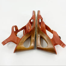 Load image into Gallery viewer, Frye Orange Gabriella Wood Cut Out Wedges - 10
