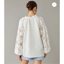 Load image into Gallery viewer, Kasia White Lace Sleeve Top - Medium
