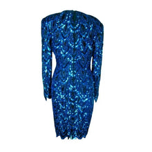 Load image into Gallery viewer, Joan Leslie Blue Sequined Beaded Dress - Size 10
