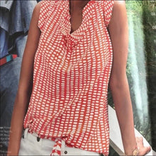 Load image into Gallery viewer, Cabi Red And White Dottles Sleeveless Blouse- S
