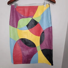 Load image into Gallery viewer, Metrostyle Leather Rainbow Patchwork Skirt - Size 6
