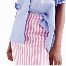 Load image into Gallery viewer, J. CREW Pink + White Strip Sequin Skirt- 4
