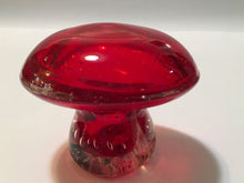 Load image into Gallery viewer, Ruby Red Glass Mushroom Controlled Bubbles Paper Weight
