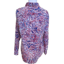 Load image into Gallery viewer, Talbots Red, White, and Blue Paisley Blouse - Small
