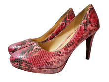 Load image into Gallery viewer, Cole Haan Pink Snakeskin Platform Pumps- 9
