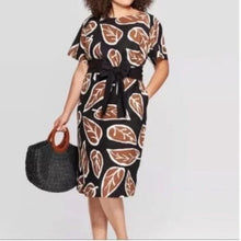 Load image into Gallery viewer, Who What Wear Black Linen Leaf Dress- XXL
