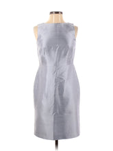 Load image into Gallery viewer, Talbots Silver Silk Sheath Dress - 6P
