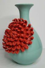 Load image into Gallery viewer, Mint Vase with 3D Red Flower
